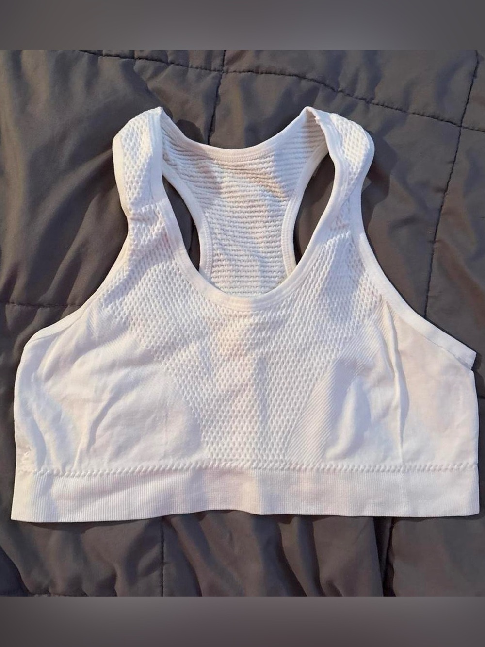 Seamless white Racerback Sports Bra
